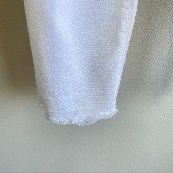 Spanx Women's Distressed White Skinny Ankle Jeans Raw Hem Size Medium - Picture 7 of 12